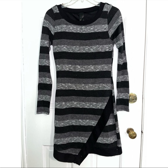 Womens Black And Grey Striped Sweater Dress | Color: Black/Gray | Size: S | Athinaeconomou's Closet